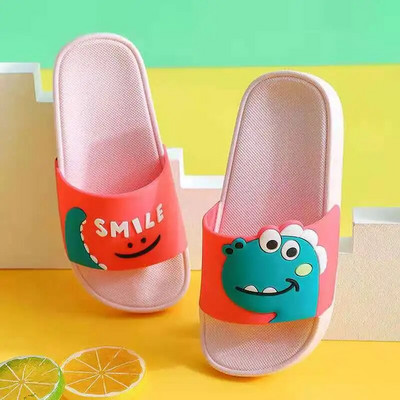 Vară, plajă, antiderapante, confort pentru copii, papuci de casă, baie, pentru interior, desene animate, pantofi pentru copii, papuci pentru copii, dinozaur zâmbet, pentru băieți