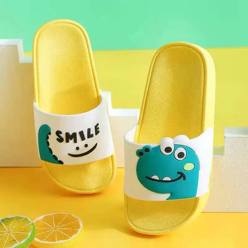 Vasaros paplūdimio neslystančios Patogios šlepetės Vaikams Namai Vonios Kambarys Animaciniai filmukai Vaikiški Batai Šypsena Dinozaurų Vaikų šlepetės berniukams