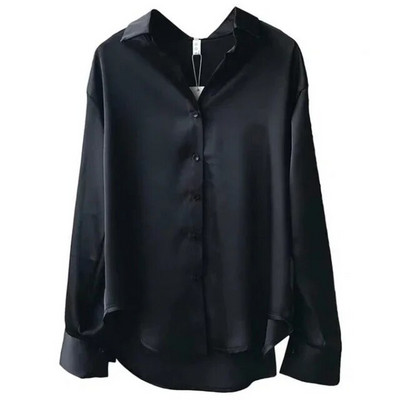 Prekės ženklo kokybės prabangūs moteriški marškiniai Elegantiški biuro marškinėliai ilgomis rankovėmis Momi Silk Crepe Satin Palaidinės Verslo moterims Topas