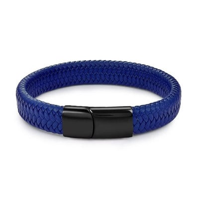 Brățară din piele albă simplă de modă împletitură din oțel inoxidabil Agrafe cu cataramă pentru bărbați Brățară lucrată manual, cadou de bijuterii cu farmec cu ridicata