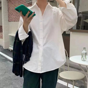 Φθινοπωρινά ρούχα Κορεάτικο γυναικείο πουκάμισο μακρυμάνικο Harajuku Ανοιξιάτικο κορεάτικο πουκάμισο μπλούζας μόδας Λευκό vintage γυναικεία casual μπλουζάκια