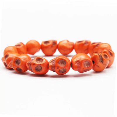 Hiphopo kaukolės apyrankės sintetinės turkio spalvos rankomis austos tamprios apyrankės moterims vyrams, Helovino papuošalai