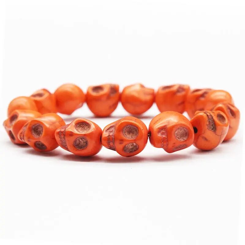 Hiphopo kaukolės apyrankės sintetinės turkio spalvos rankomis austos tamprios apyrankės moterims vyrams, Helovino papuošalai