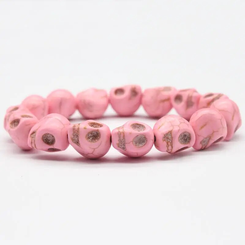 Hiphopo kaukolės apyrankės sintetinės turkio spalvos rankomis austos tamprios apyrankės moterims vyrams, Helovino papuošalai