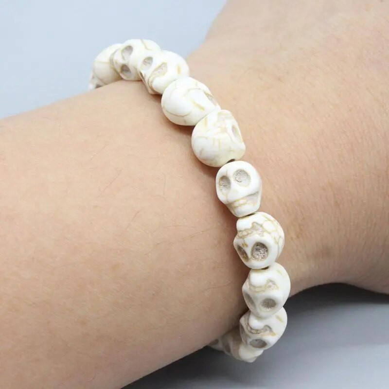 Hiphopo kaukolės apyrankės sintetinės turkio spalvos rankomis austos tamprios apyrankės moterims vyrams, Helovino papuošalai