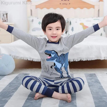 Детски пижами за момчета 2 3 4 5 6 7 8 9 10 11 12 13 14 години Комплект памучно спално облекло Пижама с динозавър Зелена детска пижама Дрехи