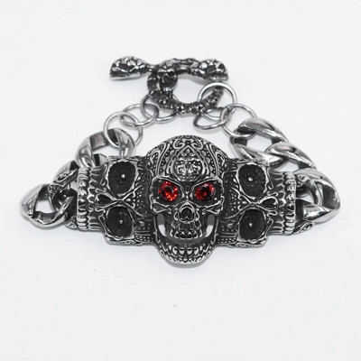 Brățară gotică vintage cu craniu complet pentru bărbați, motocicletă, rock, bicicletă, hip hop, punk, bijuterii, cadou de Halloween