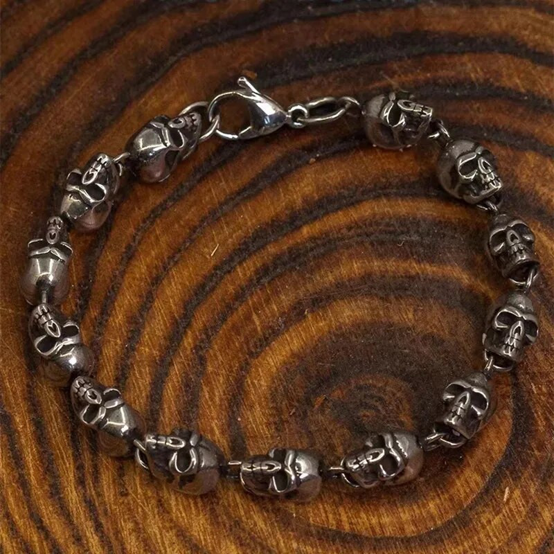 Brățară gotică vintage cu craniu complet pentru bărbați, motocicletă, rock, bicicletă, hip hop, punk, bijuterii, cadou de Halloween
