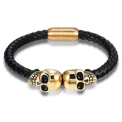 TYO Nove modne crne pletene muške kožne narukvice od nehrđajućeg čelika Cool Skull Bangles Nakit Poklon veleprodaja Dropshipping