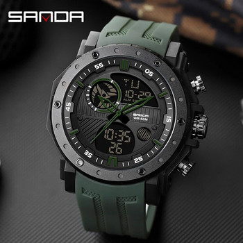SANDA Цифров LED часовник Мъжки военен спортен кварцов ръчен часовник Топ марка луксозен хронометър Водоустойчив мъжки електронен часовник 6012