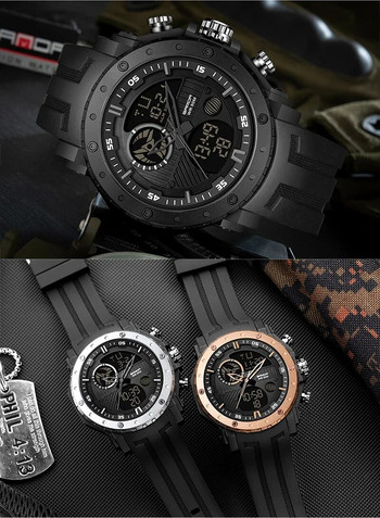 SANDA Цифров LED часовник Мъжки военен спортен кварцов ръчен часовник Топ марка луксозен хронометър Водоустойчив мъжки електронен часовник 6012