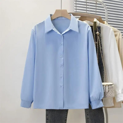 Cămașă casual din șifon de primăvară, toamnă, cămăși pentru femei, modă pentru femei, cu mânecă lungă, bluză, solidă, topuri, cămăși pentru damă de birou