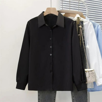 Cămașă casual din șifon de primăvară, toamnă, cămăși pentru femei, modă pentru femei, cu mânecă lungă, bluză, solidă, topuri, cămăși pentru damă de birou