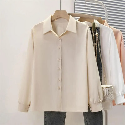 Cămașă casual din șifon de primăvară, toamnă, cămăși pentru femei, modă pentru femei, cu mânecă lungă, bluză, solidă, topuri, cămăși pentru damă de birou