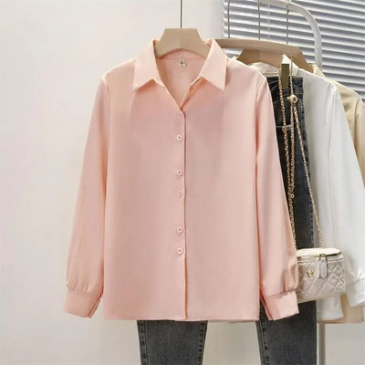 Cămașă casual din șifon de primăvară, toamnă, cămăși pentru femei, modă pentru femei, cu mânecă lungă, bluză, solidă, topuri, cămăși pentru damă de birou