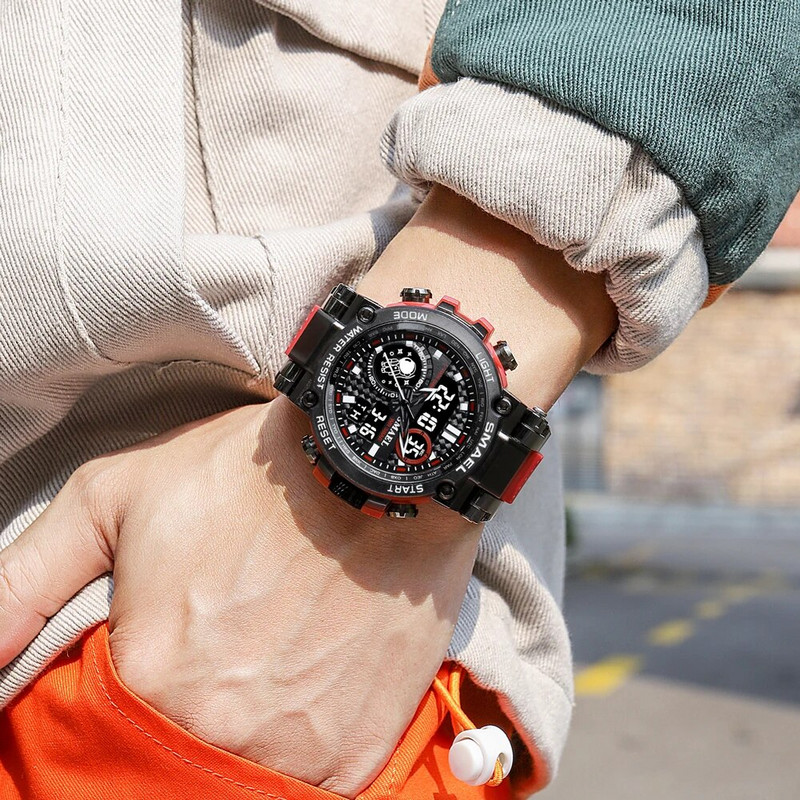 SMAEL Digitalni sat Muški Vodootporni Vojni Army Shock Quartz Dual Display Sport Muški Ručni sat LED Chrono Elektronski sat