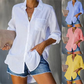 Cămașă de vară, lejeră, lejeră pentru femei, cu mâneci lungi, cu decolteu în V, bluze și camisuri Chemisier Femme, colecția Nouvelle, bluză din șifon