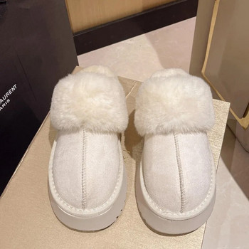 2023 Зимна нова мода Дебела подметка Водоустойчива кожа на платформа Топли и удобни дамски големи памучни чехли Дамски ботуши