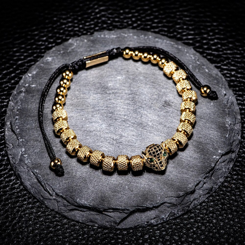 Charm Micro Pave CZ Cap de leopard Brățări pentru bărbați din oțel inoxidabil, bijuterii lucrate manual, cadou Acero Inoxidabil Joyeria Mujer