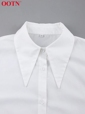 OOTN Офис дамска бяла дамска блуза с връзки, елегантна риза с дълги ръкави и дълги ръкави, свободна дамска есенна ежедневна корейска риза за 2023 г.