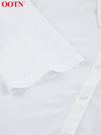 OOTN Офис дамска бяла дамска блуза с връзки, елегантна риза с дълги ръкави и дълги ръкави, свободна дамска есенна ежедневна корейска риза за 2023 г.