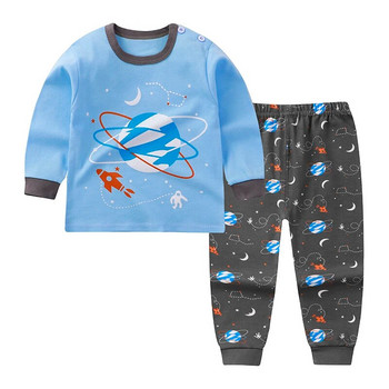 Комплекти пижами за момичета Бебешки спално облекло с цял ръкав от 100% памук Детско нощно облекло с животни Детски пижами Пижами за момчета Карикатури DS39