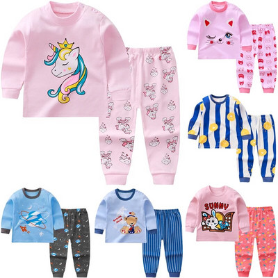 Tüdrukute pidžaamakomplektid Beebi 100% puuvillane Täisvarrukatega magamisriided Laste Loomade Ööriided Laste Pidžaamad Poiste Multifilmid Pidžaamad DS39