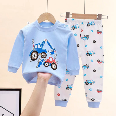 Seturi de pijamale pentru fete, 100% bumbac, pijamale cu mâneci întregi pentru copii, pijamale pentru copii, pijamale pentru copii, pijamale cu desene animate pentru băieți DS39