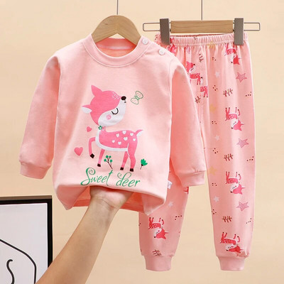 Seturi de pijamale pentru fete, 100% bumbac, pijamale cu mâneci întregi pentru copii, pijamale pentru copii, pijamale pentru copii, pijamale cu desene animate pentru băieți DS39