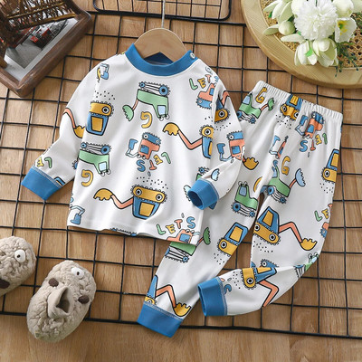 Seturi de pijamale pentru fete, 100% bumbac, pijamale cu mâneci întregi pentru copii, pijamale pentru copii, pijamale pentru copii, pijamale cu desene animate pentru băieți DS39