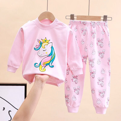 Seturi de pijamale pentru fete, 100% bumbac, pijamale cu mâneci întregi pentru copii, pijamale pentru copii, pijamale pentru copii, pijamale cu desene animate pentru băieți DS39