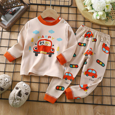 Seturi de pijamale pentru fete, 100% bumbac, pijamale cu mâneci întregi pentru copii, pijamale pentru copii, pijamale pentru copii, pijamale cu desene animate pentru băieți DS39