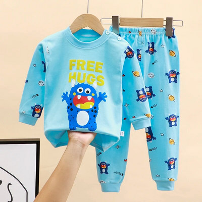 Seturi de pijamale pentru fete, 100% bumbac, pijamale cu mâneci întregi pentru copii, pijamale pentru copii, pijamale pentru copii, pijamale cu desene animate pentru băieți DS39