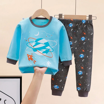 Seturi de pijamale pentru fete, 100% bumbac, pijamale cu mâneci întregi pentru copii, pijamale pentru copii, pijamale pentru copii, pijamale cu desene animate pentru băieți DS39