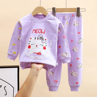 Seturi de pijamale pentru fete, 100% bumbac, pijamale cu mâneci întregi pentru copii, pijamale pentru copii, pijamale pentru copii, pijamale cu desene animate pentru băieți DS39