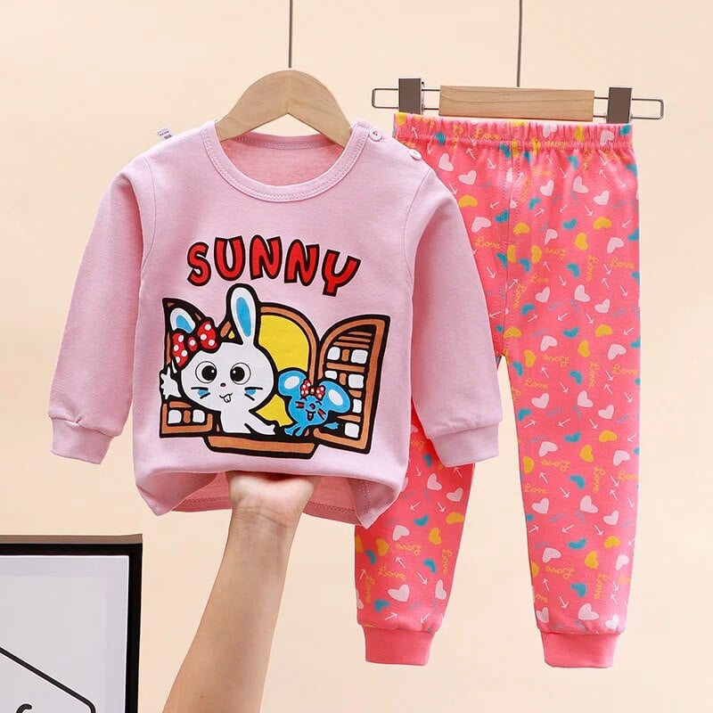 Mergaičių pižamų rinkiniai Kūdikiams 100 % medvilnės pilnomis rankovėmis miegui skirti drabužiai vaikams gyvūnams naktiniai drabužiai vaikams pižamos berniukams animacinių filmų pižamos DS39