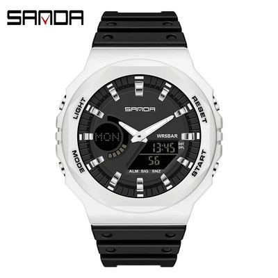 SANDA Ceas digital cu LED Ceas de mână sport militar cu quartz pentru bărbați Ceas de mână de lux de marcă de top Ceas electronic impermeabil pentru bărbați 6016