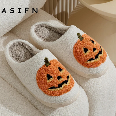 ASIFN NOVO Pumpkin papuče za Noć vještica Žene Muškarci Mekani plišani Udobni Indoor Fuzzy Zimska kućna obuća Kućna obuća Moda za poklon
