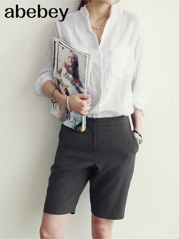 Chemisier Femme Дамски топове Мода 2023 лято ленена бяла риза Дамска блуза с дълъг ръкав Корейски женски дрехи Roupas Femininas