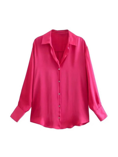 TRAF 2023 pentru femeie, toamnă, multicoloră, bluză de modă, vintage, cu mânecă lungă, cămașă largi de damă, top șic cu un singur piept, negru