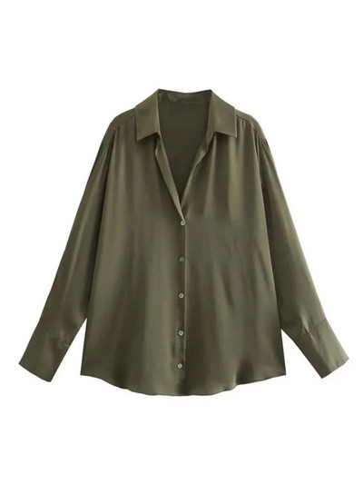 TRAF 2023 pentru femeie, toamnă, multicoloră, bluză de modă, vintage, cu mânecă lungă, cămașă largi de damă, top șic cu un singur piept, negru