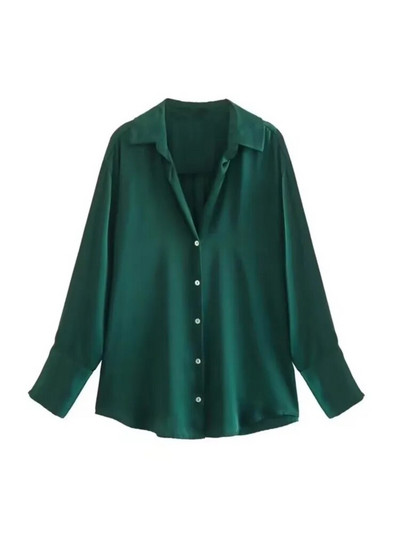 TRAF 2023 pentru femeie, toamnă, multicoloră, bluză de modă, vintage, cu mânecă lungă, cămașă largi de damă, top șic cu un singur piept, negru