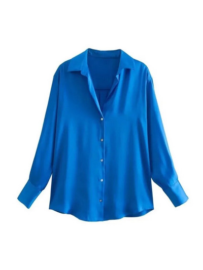 TRAF 2023 pentru femeie, toamnă, multicoloră, bluză de modă, vintage, cu mânecă lungă, cămașă largi de damă, top șic cu un singur piept, negru