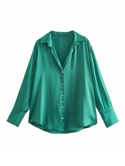 TRAF 2023 pentru femeie, toamnă, multicoloră, bluză de modă, vintage, cu mânecă lungă, cămașă largi de damă, top șic cu un singur piept, negru