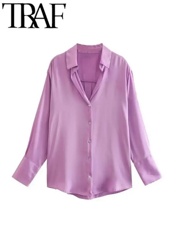 TRAF 2023 pentru femeie, toamnă, multicoloră, bluză de modă, vintage, cu mânecă lungă, cămașă largi de damă, top șic cu un singur piept, negru 