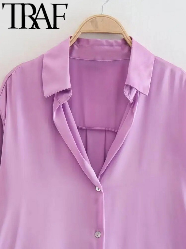 TRAF 2023 pentru femeie, toamnă, multicoloră, bluză de modă, vintage, cu mânecă lungă, cămașă largi de damă, top șic cu un singur piept, negru 