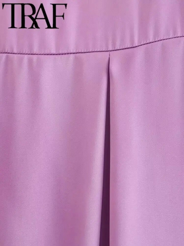 TRAF 2023 pentru femeie, toamnă, multicoloră, bluză de modă, vintage, cu mânecă lungă, cămașă largi de damă, top șic cu un singur piept, negru 