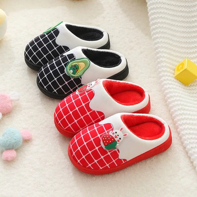 Fruit Cartoon Warm Cotton Children Slippers Home Indoor Non-Slip Kids Shoes Fluffy Slippers Comfort Girl Shoes Cotton Slippers