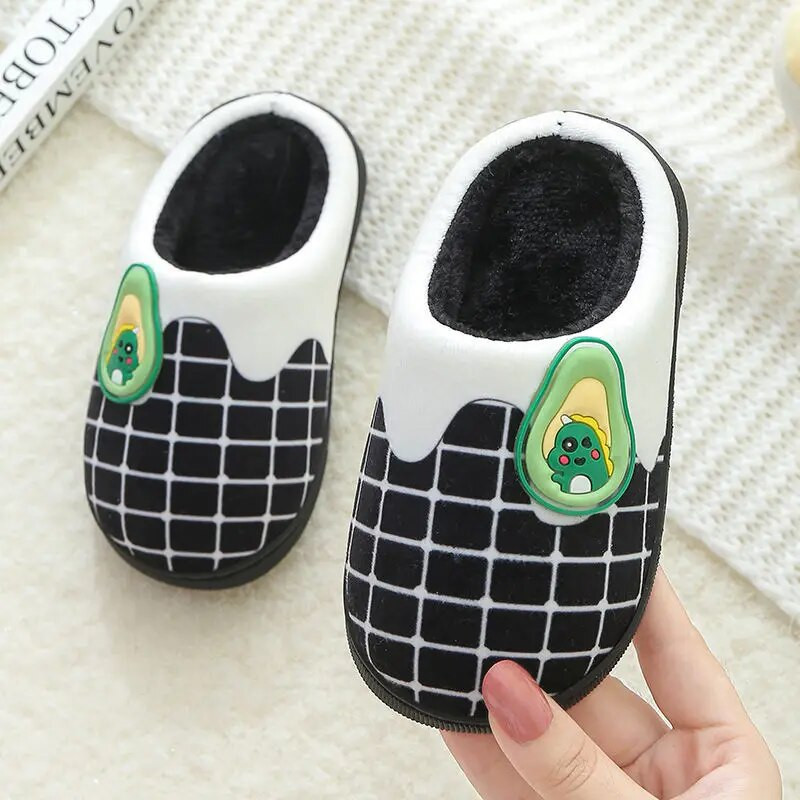 Vaisiai Animaciniai filmukai Šilti medvilniniai vaikiški šlepetės namo viduje, neslystantys batai vaikams Pūkuotos šlepetės Patogūs mergaičių batai medvilninės šlepetės