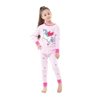 Mâneci lungi din bumbac cu animale din desene animate Băieți Copii Bebeluși Copii Seturi de pijamale Fată Pijamale Copii 2 3 4 5 6 7 8 ani